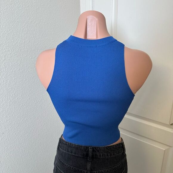 Sincerely Jules Blue Ribbed Sleeveless Tank Top Sz S - Picture 3 of 4
